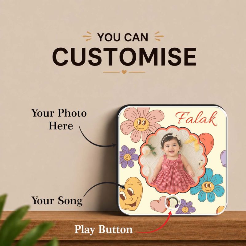 Personalised Birthday Gift for Baby Girl Customized Musical Fridge Magnet with Photo and Song  Audio Message Gift Rechargeable Sound Magnet